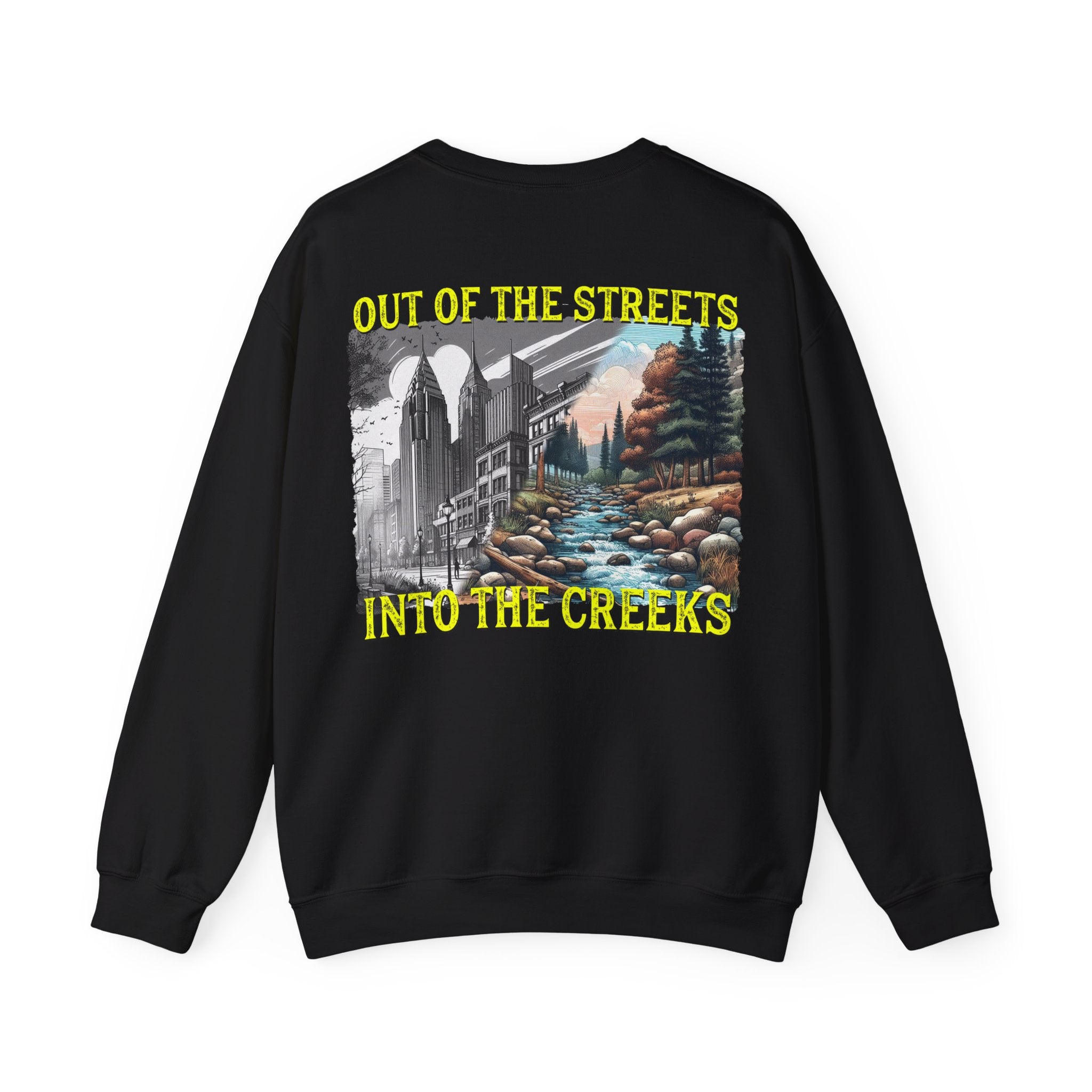 'Out of the Streets, Into the Creeks' Vintage Graphic Sweatshirt
