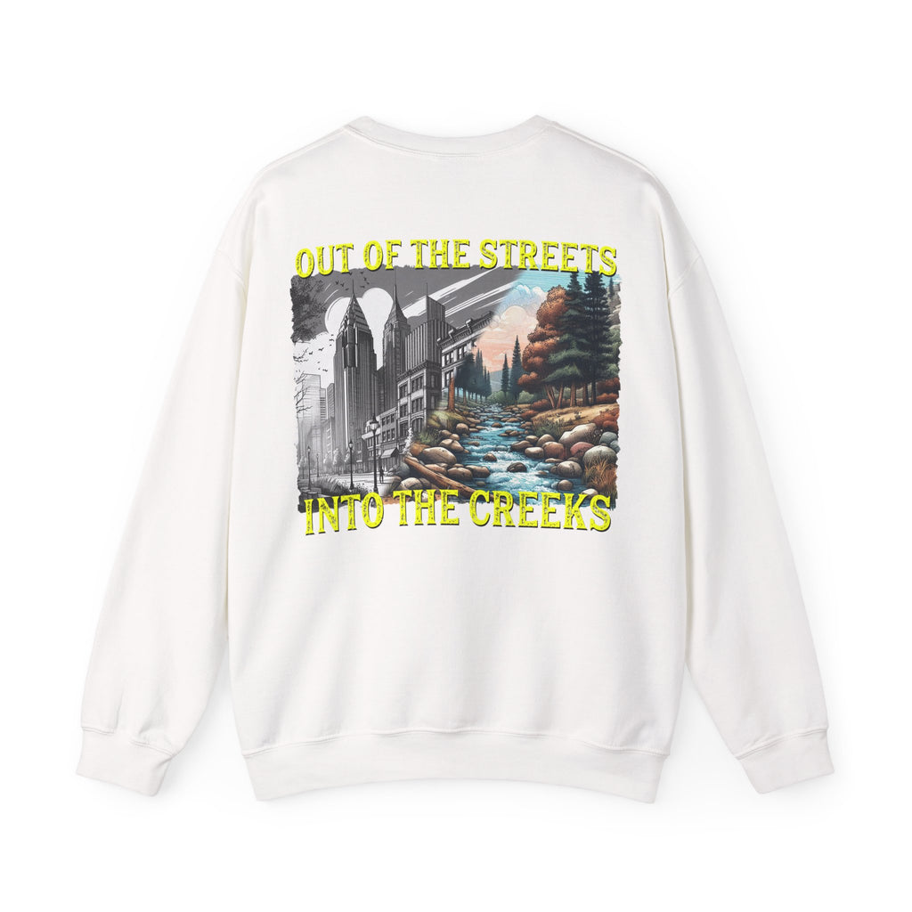 'Out of the Streets, Into the Creeks' Vintage Graphic Sweatshirt