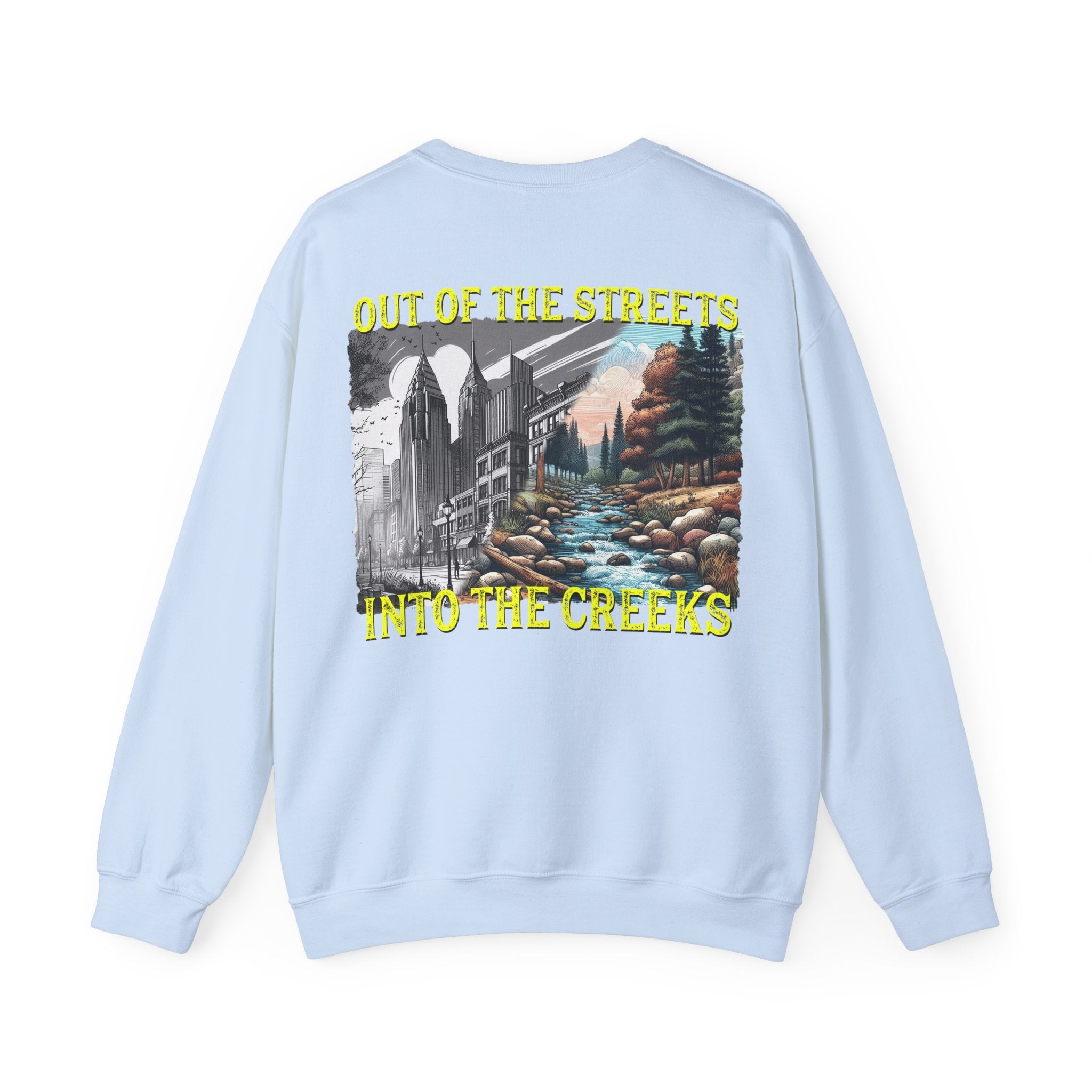 'Out of the Streets, Into the Creeks' Vintage Graphic Sweatshirt