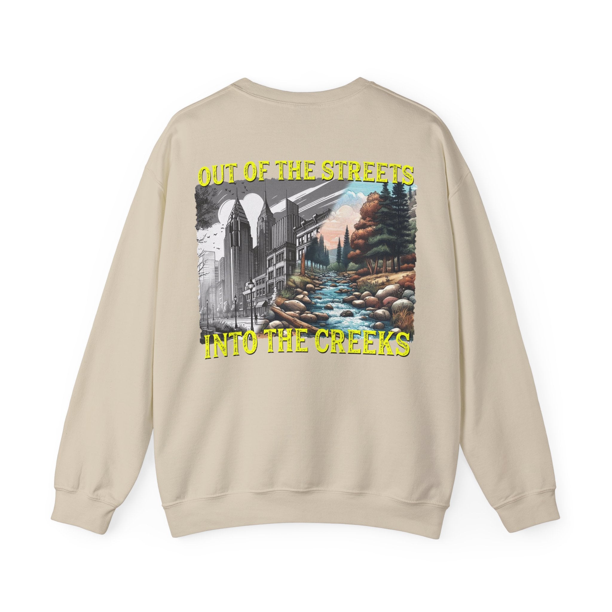 'Out of the Streets, Into the Creeks' Vintage Graphic Sweatshirt